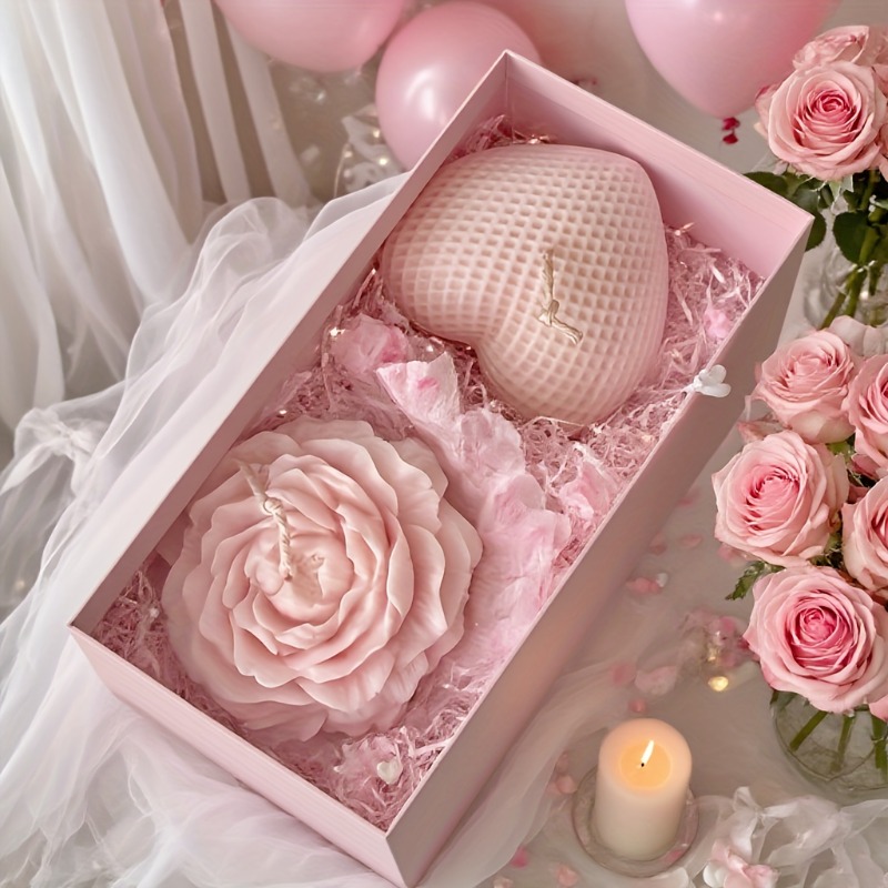 2pcs Peony Flower Woven Heart  - Candle Making Bath review and price
