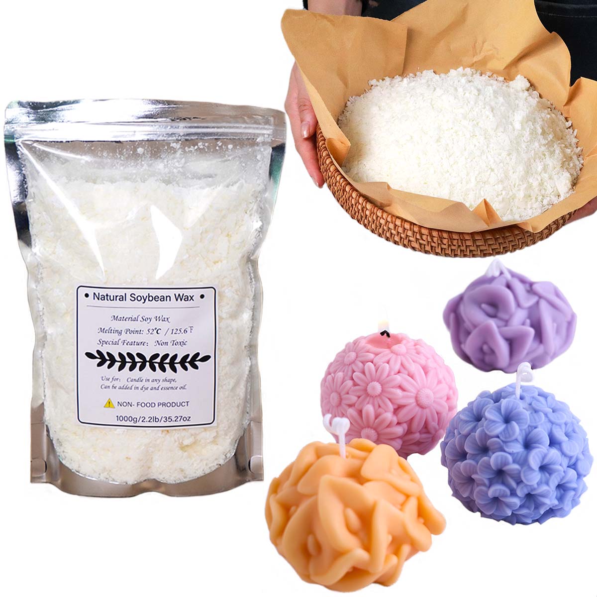500g/1kg Natural Soy Wax Flake - Soy Wax Pillar Blend review and price