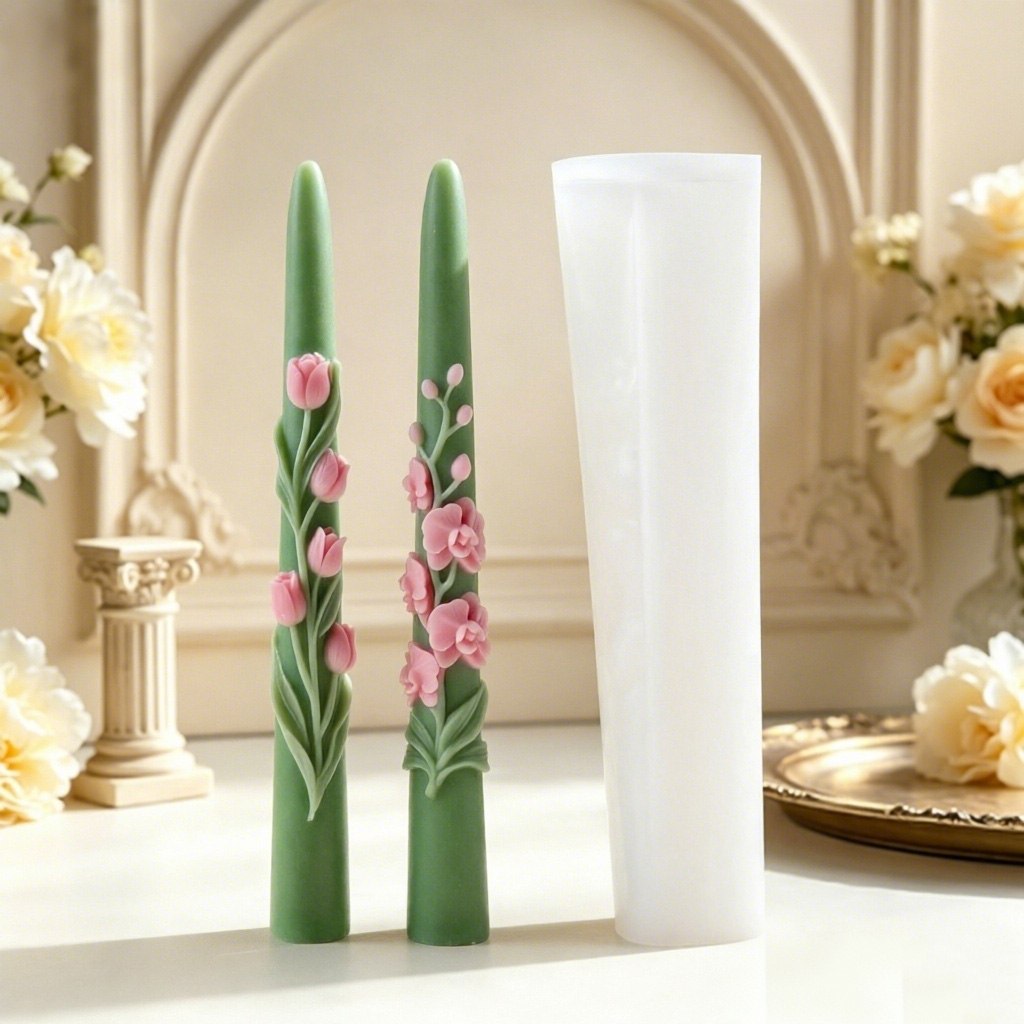 Long Pole Flower Taper Candle  - Soy Wax Pillar Blend review and price