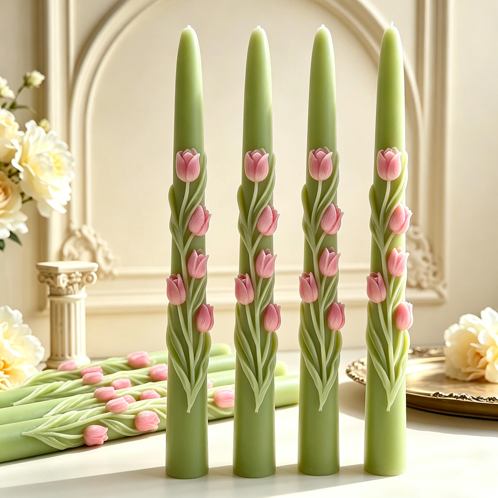 Long Pole Flower Taper Candle  - Soy Wax Pillar Blend review and price