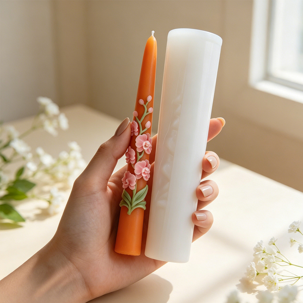 Long Pole Flower Taper Candle  - Soy Wax Pillar Blend review and price
