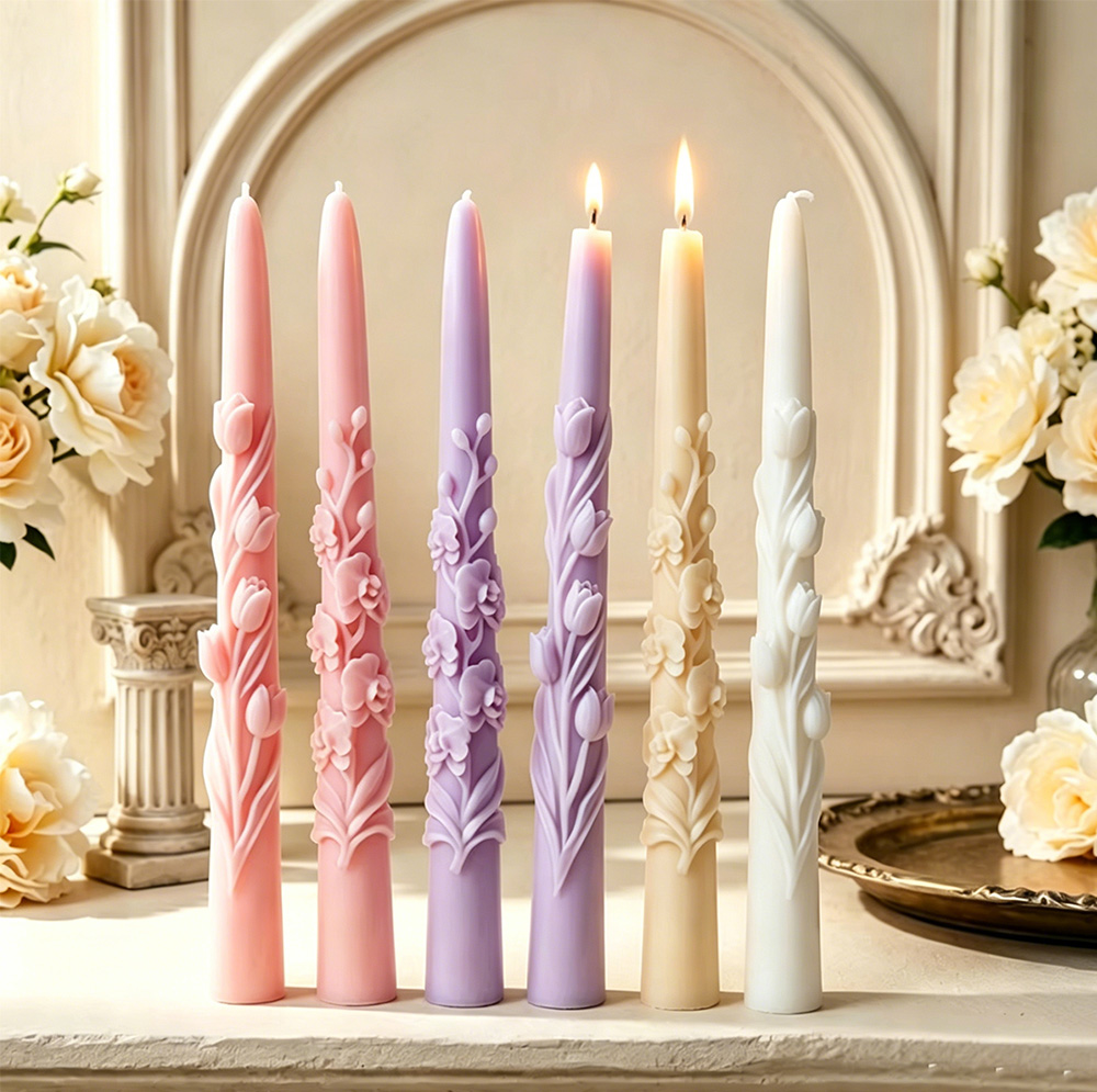 Long Pole Flower Taper Candle  - Soy Wax Pillar Blend review and price